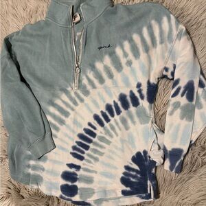 PINK Victoria's Secret Blue Tie-Dye Zip-Up Top